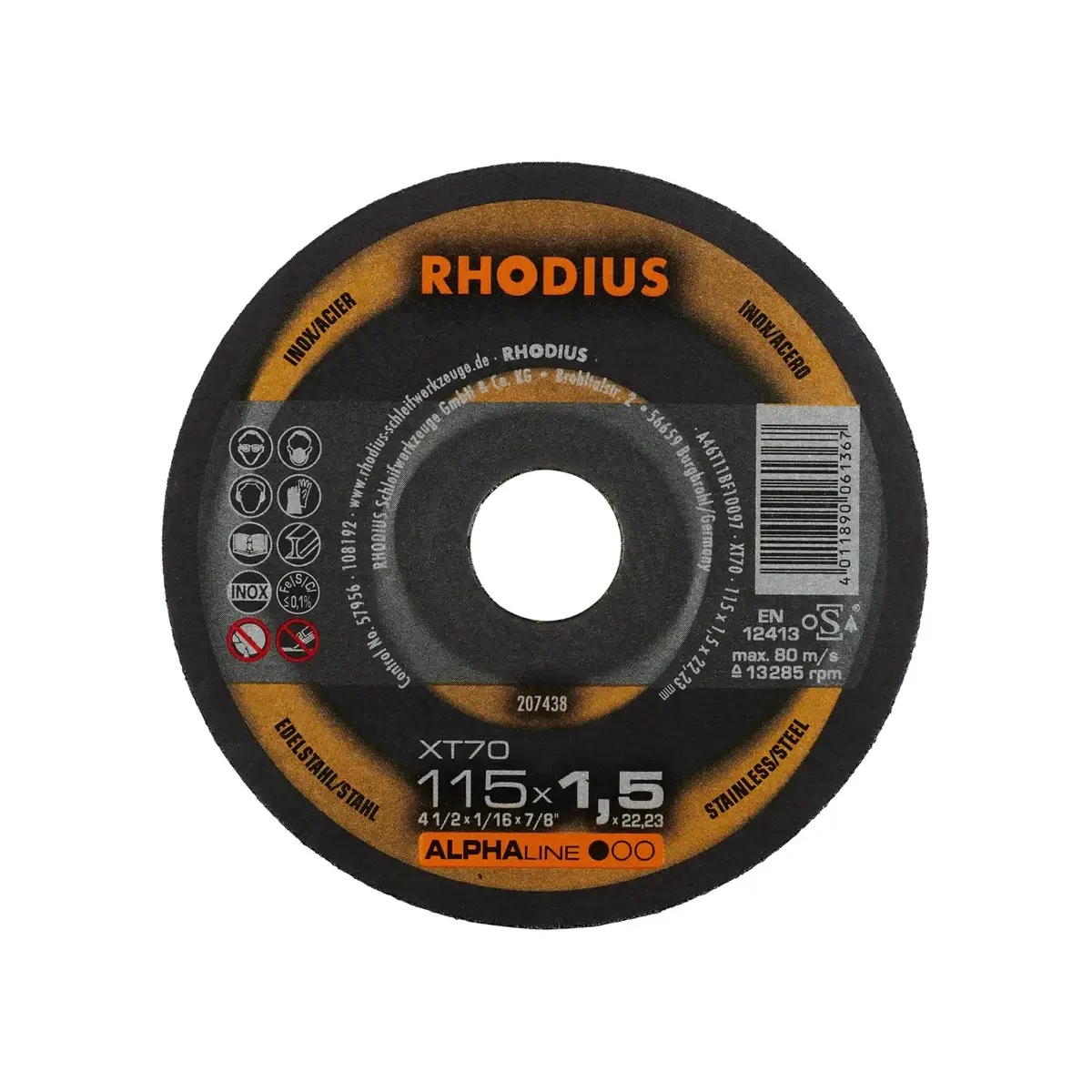 rhodius rezna ploča alphaline 115x1,5x22,23 xt70 t41