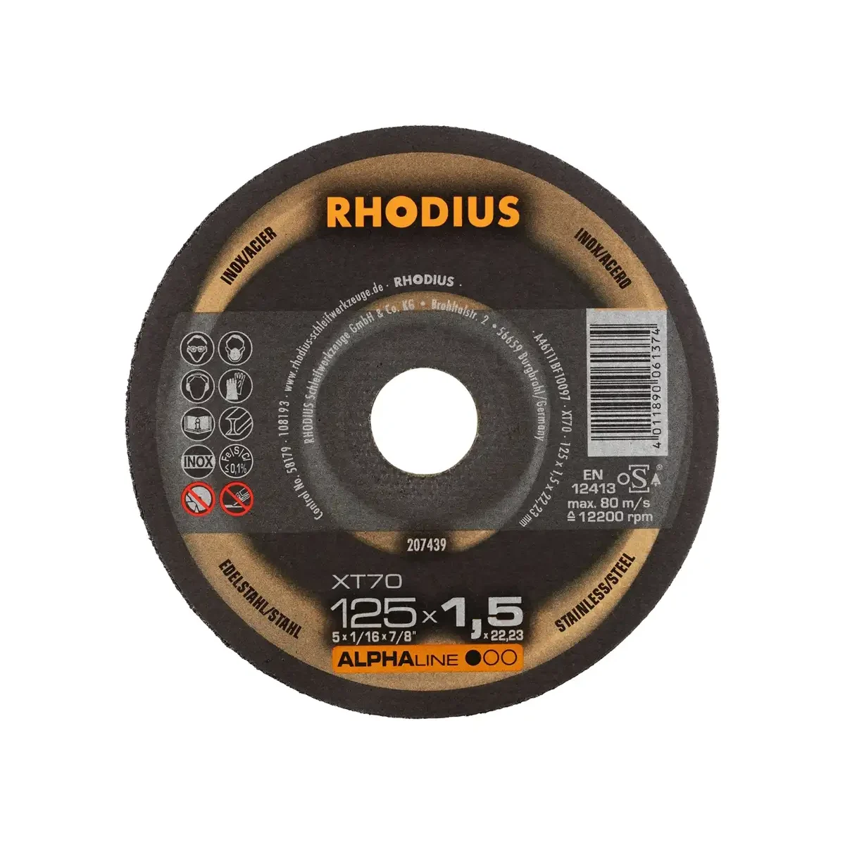 rhodius rezna ploča alphaline 125x1,5x22,23 xt70 t41